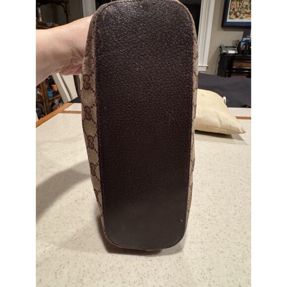 Gucci GG canvas hobo shoulder bag in brown with leather trim - Picture 4 of 15